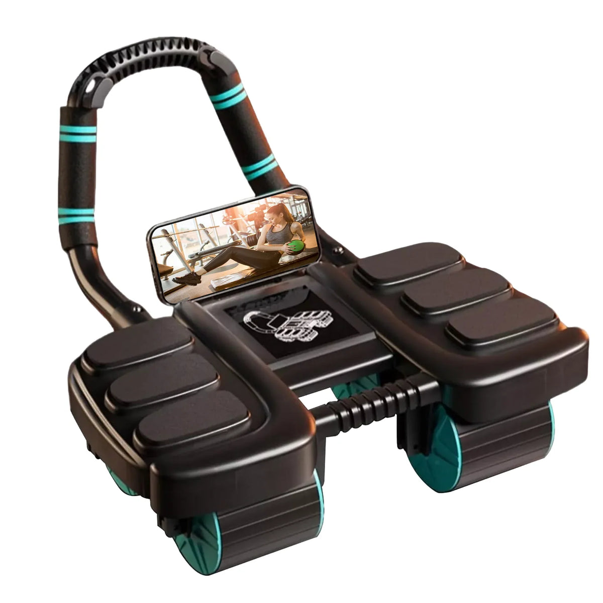 Ab Roller Four-Wheel Automatic Rebound Padded Elbow Supports