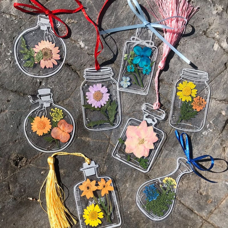 Acrylic Bookmarks Real Dried Flowers Set of 30