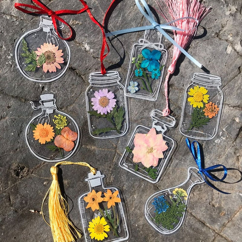 Acrylic Bookmarks Real Dried Flowers Set of 30