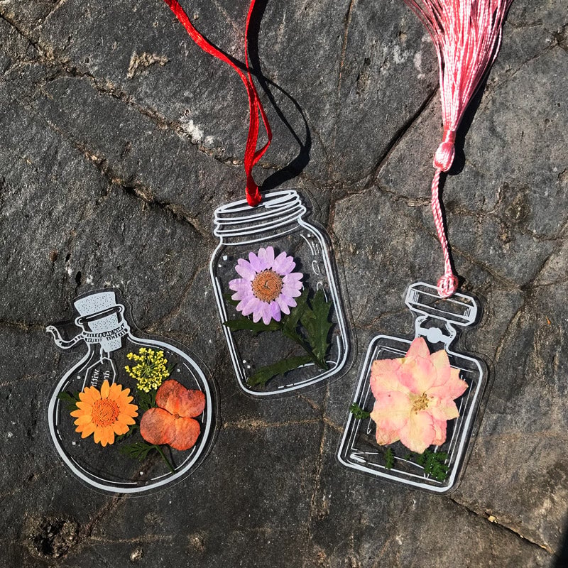 Acrylic Bookmarks Real Dried Flowers Set of 30