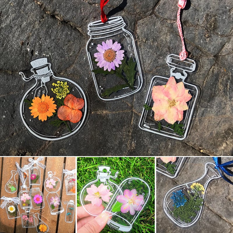 Acrylic Bookmarks Real Dried Flowers Set of 30