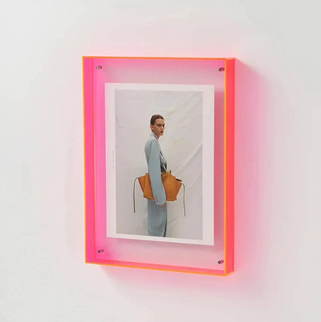 Acrylic Photo Frame Transparent Floating Desk & Wall Display