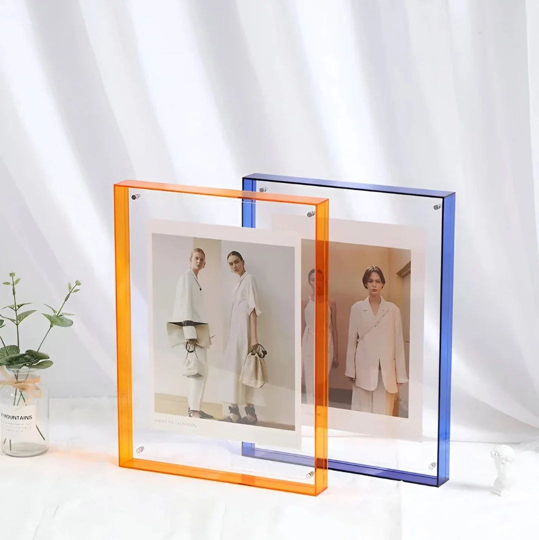 Acrylic Photo Frame Transparent Floating Desk & Wall Display