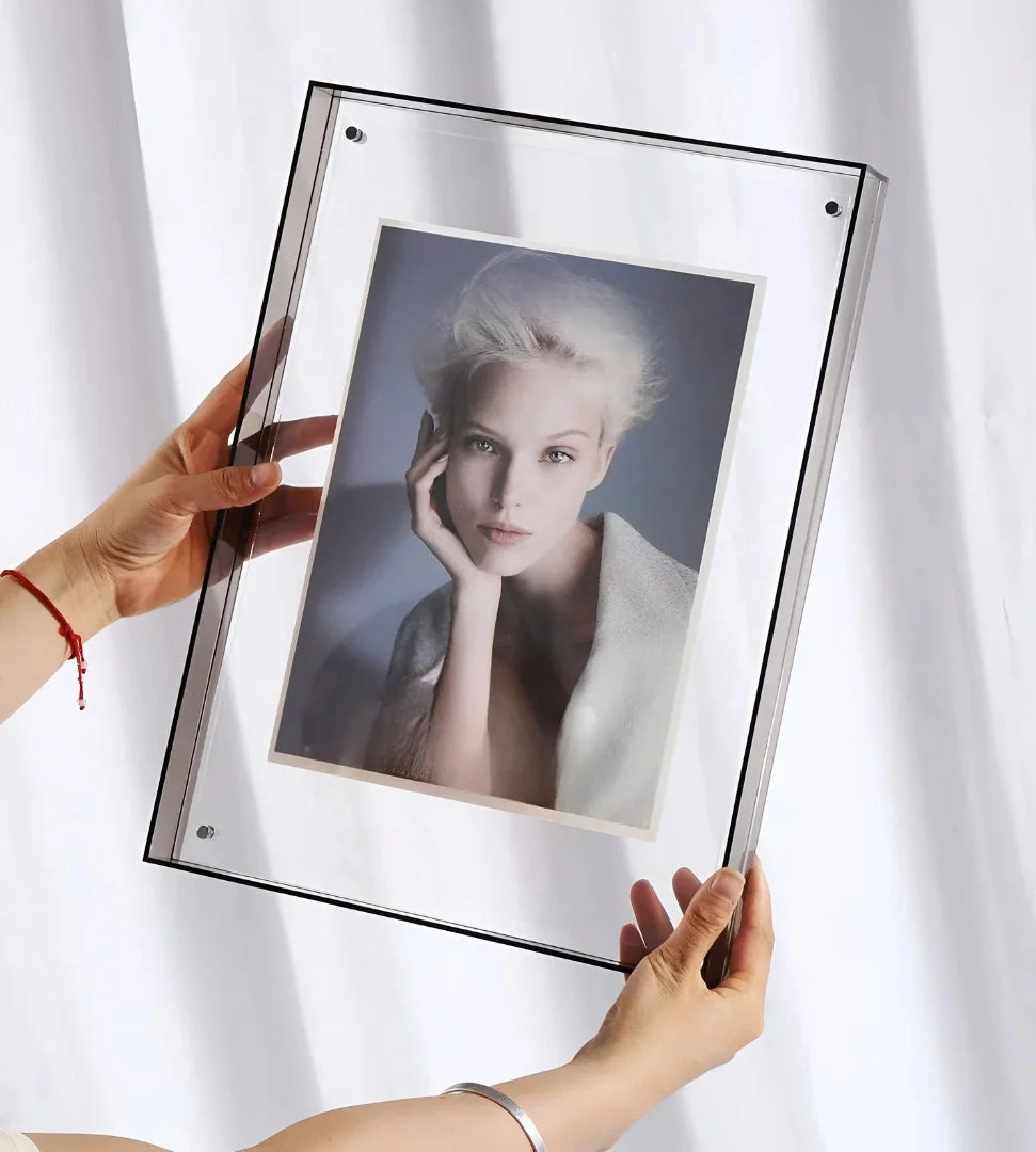 Acrylic Photo Frame Transparent Floating Desk & Wall Display