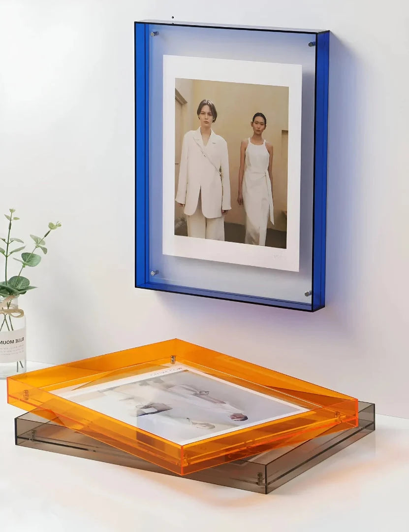 Acrylic Photo Frame Transparent Floating Desk & Wall Display