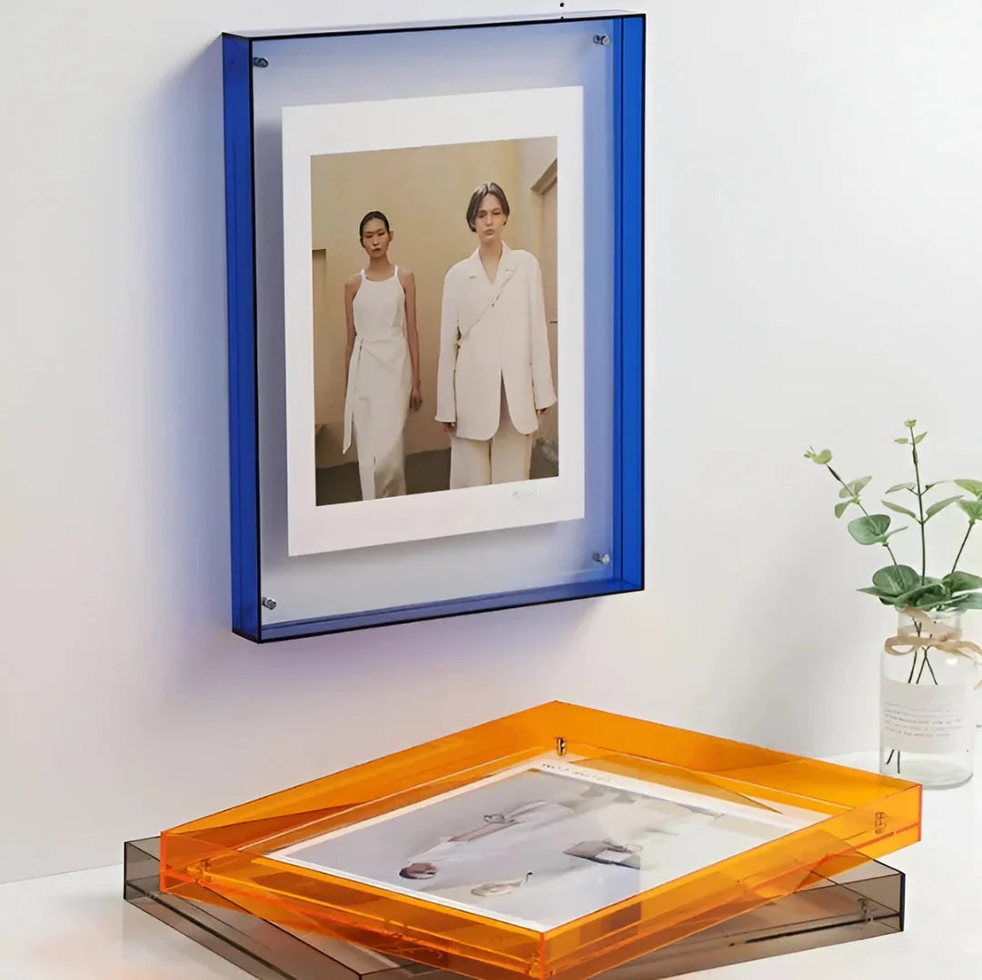 Acrylic Photo Frame Transparent Floating Desk & Wall Display