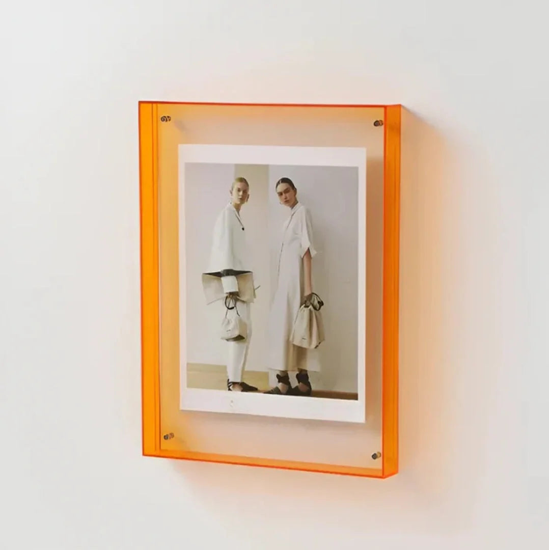 Acrylic Photo Frame Transparent Floating Desk & Wall Display
