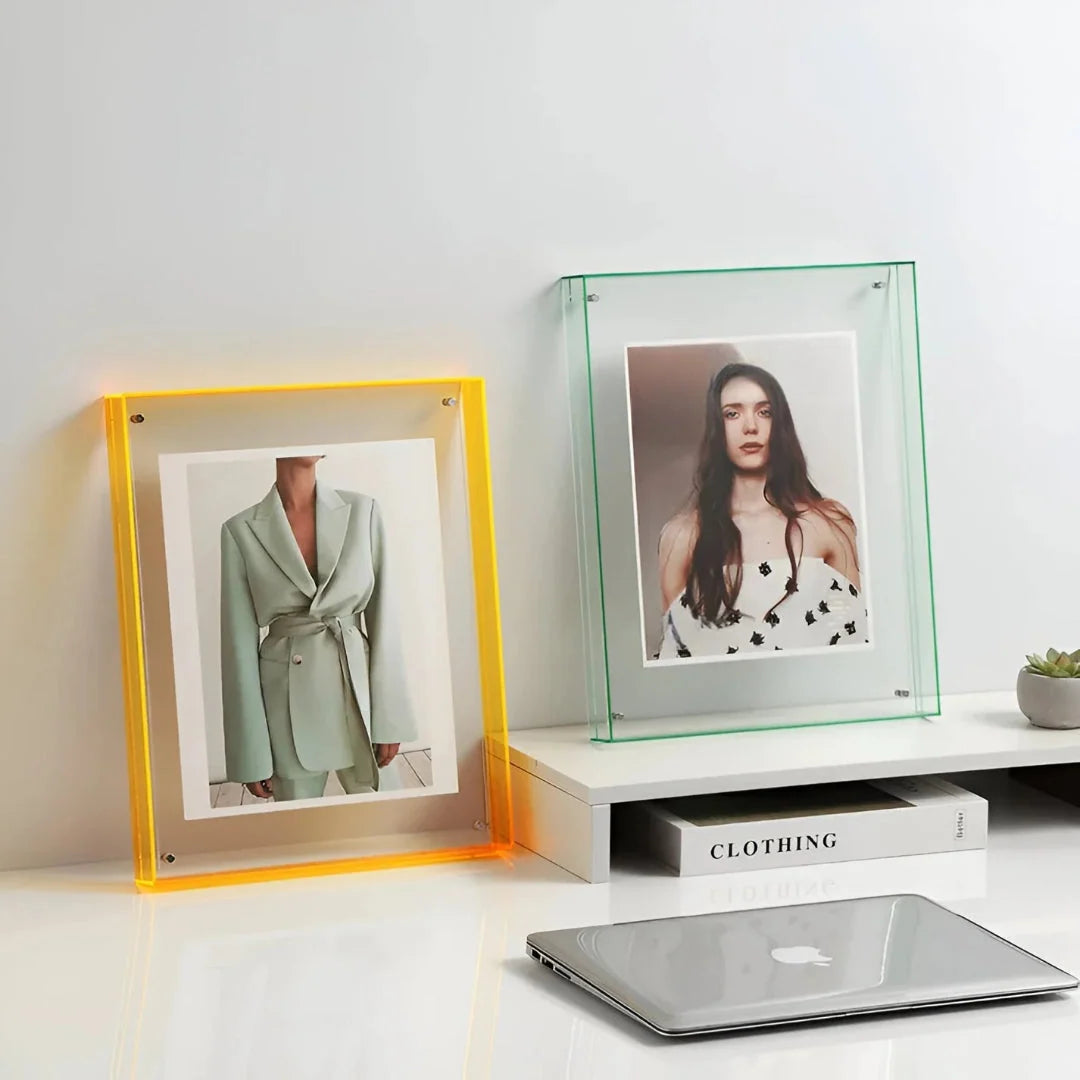 Acrylic Photo Frame Transparent Floating Desk & Wall Display