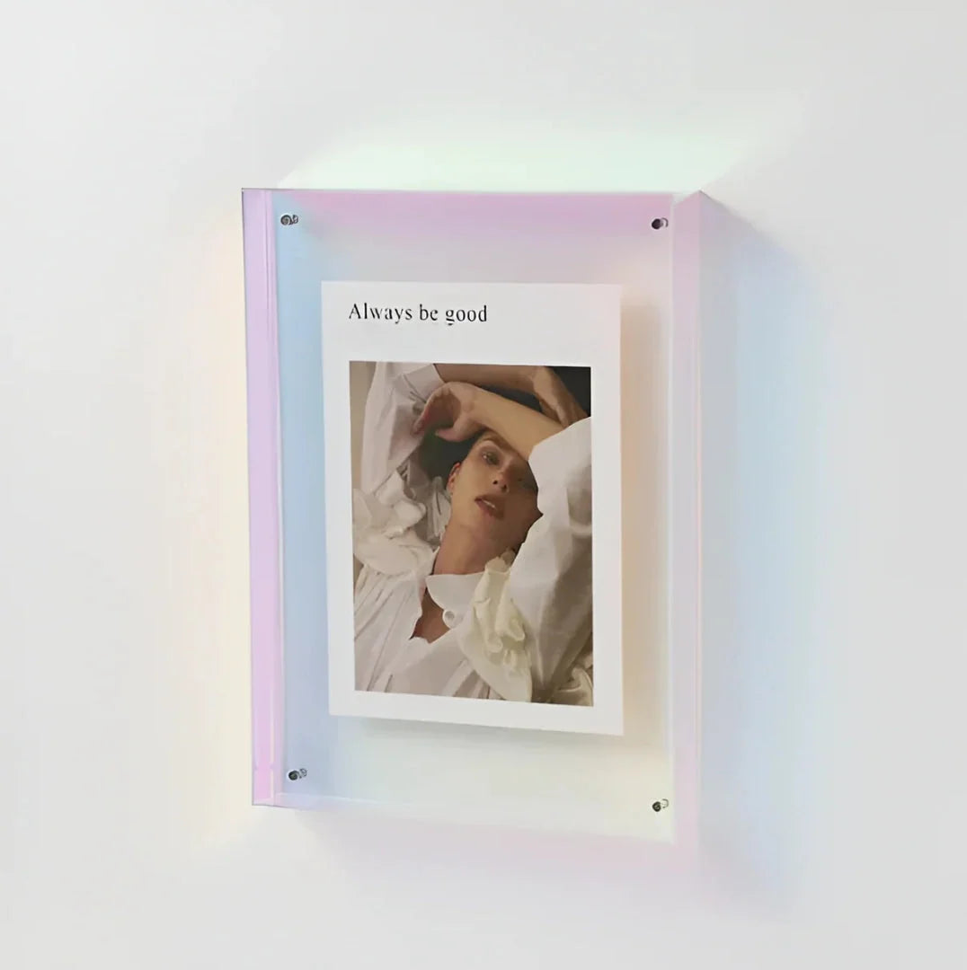 Acrylic Photo Frame Transparent Floating Desk & Wall Display