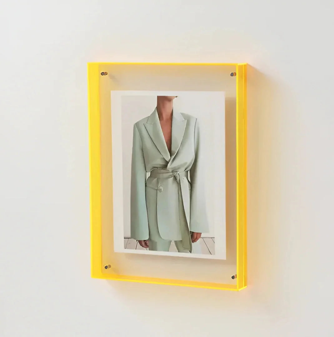 Acrylic Photo Frame Transparent Floating Desk & Wall Display