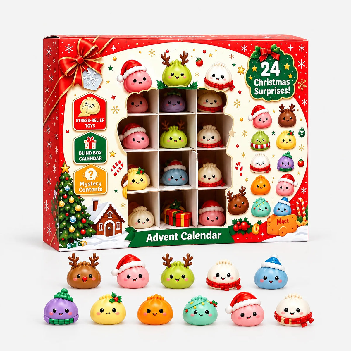 Advent Calendar 24 Bendable Dumpling Figures