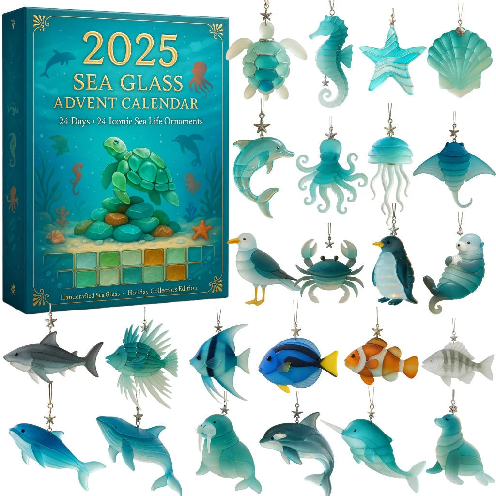Advent Calendar 24 Frosted Glass Ocean Ornaments