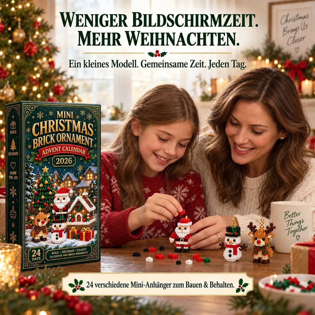 Advent Calendar 24 Mini Brick Builds Tree Ornaments