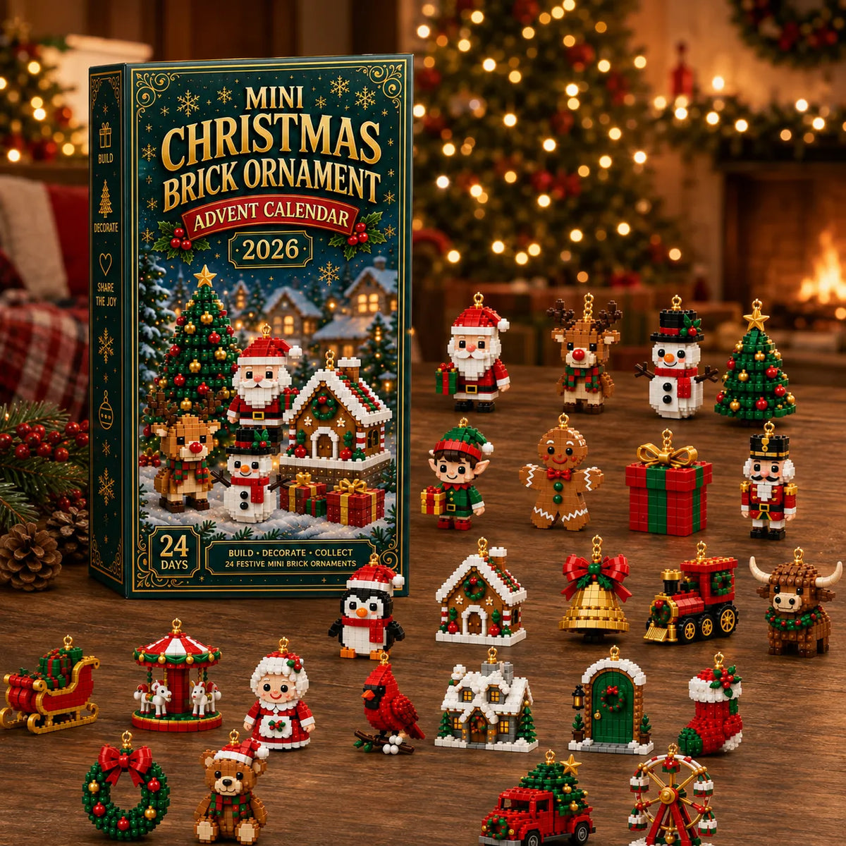 Advent Calendar 24 Mini Brick Builds Tree Ornaments