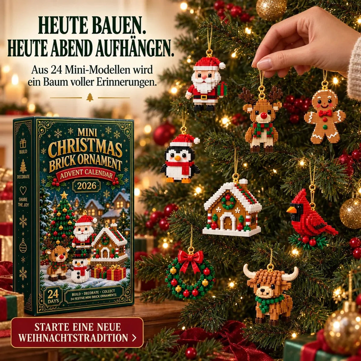 Advent Calendar 24 Mini Brick Builds Tree Ornaments