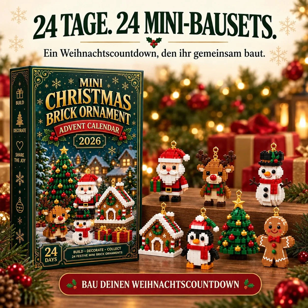 Advent Calendar 24 Mini Brick Builds Tree Ornaments