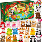 Advent Calendar 24 Mini Plush Animals Reusable Christmas Countdown