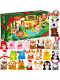 Advent Calendar 24 Mini Plush Animals Reusable Christmas Countdown
