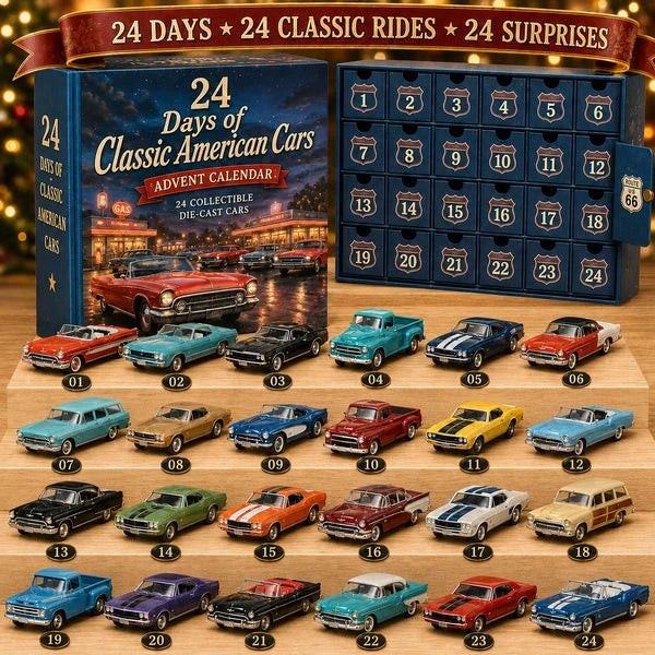Advent Calendar 24 Miniature Classic Cars Display Collection
