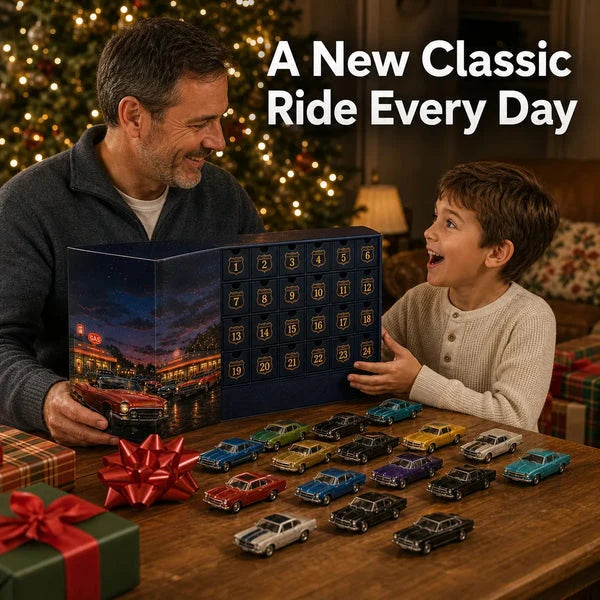 Advent Calendar 24 Miniature Classic Cars Display Collection