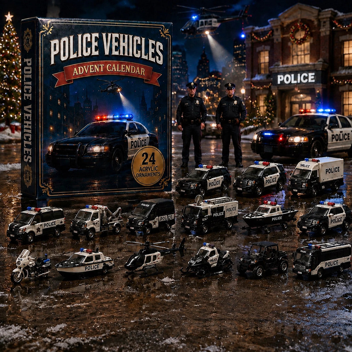 Advent Calendar 24 Police Vehicles Collection & Play Set