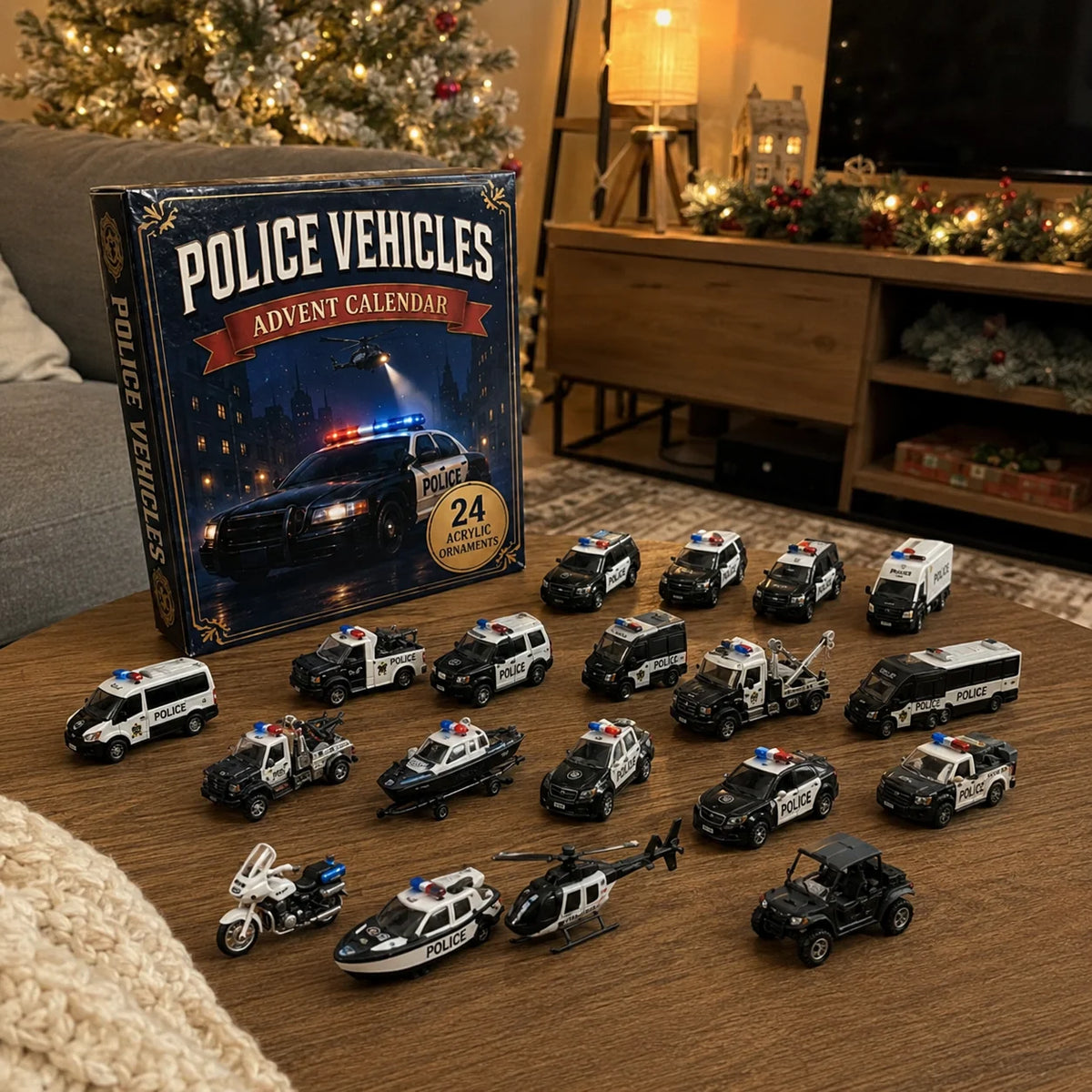 Advent Calendar 24 Police Vehicles Collection & Play Set