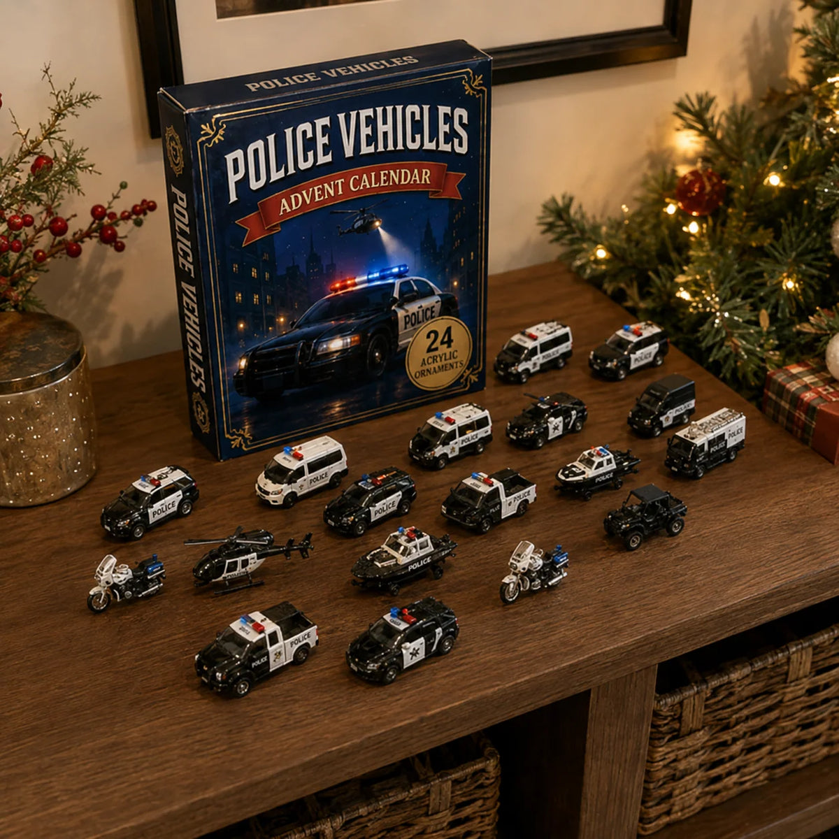 Advent Calendar 24 Police Vehicles Collection & Play Set