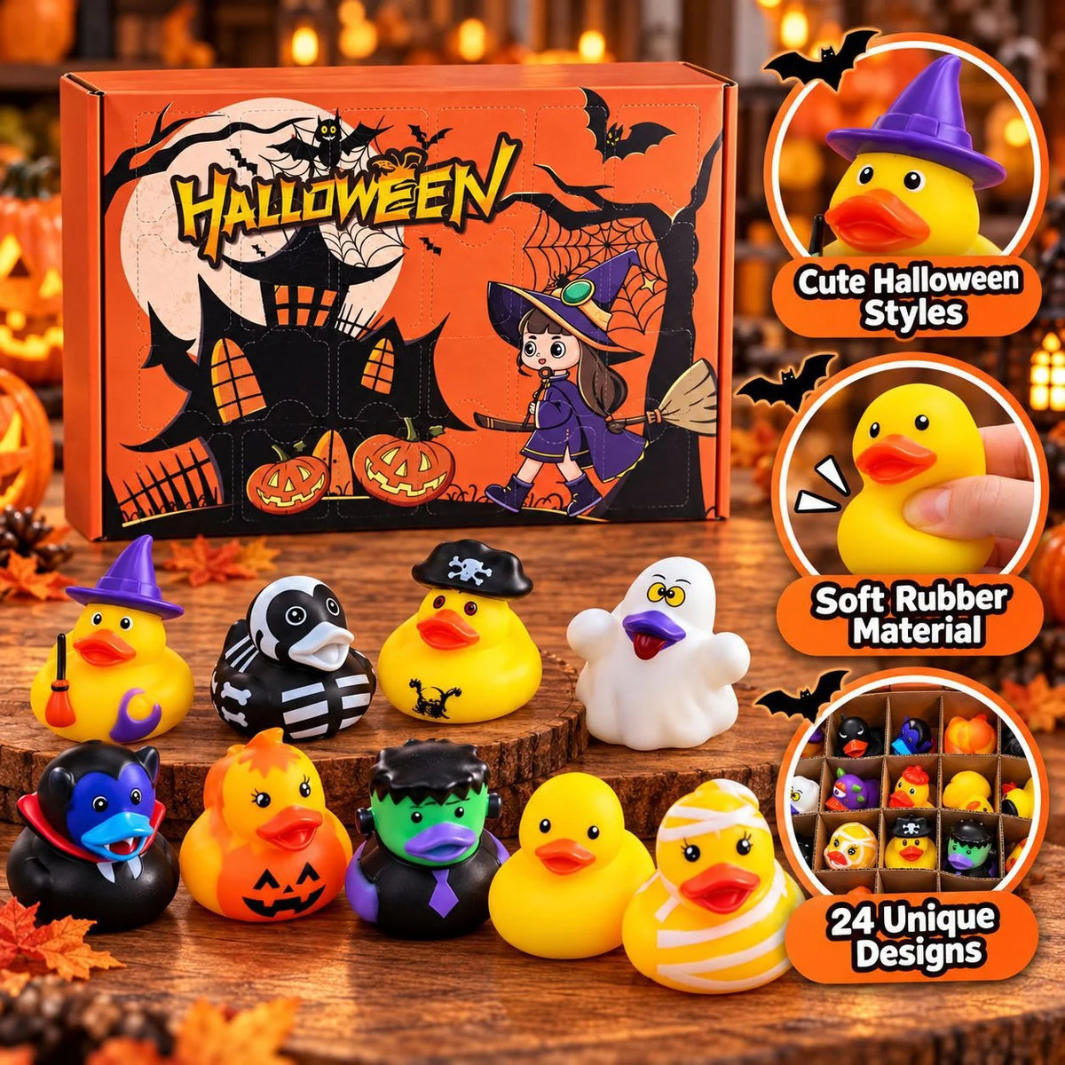 Advent Calendar 24 Squeezable Vinyl Duck Toys