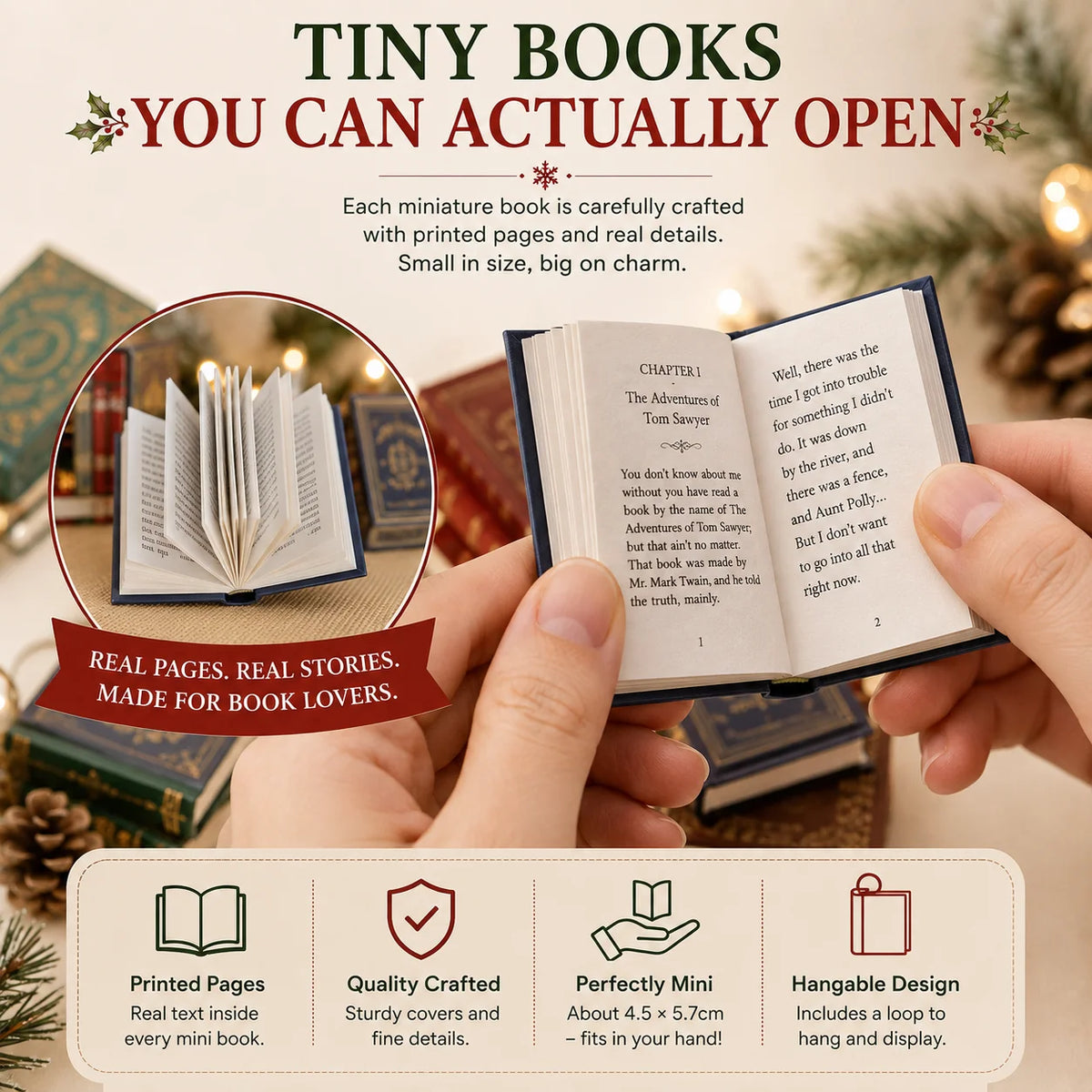 Advent Calendar 25 Mini Books With Hanging Loops