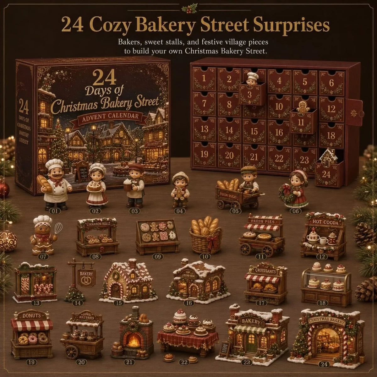 Advent Calendar Acrylic Hanging Christmas Village Design