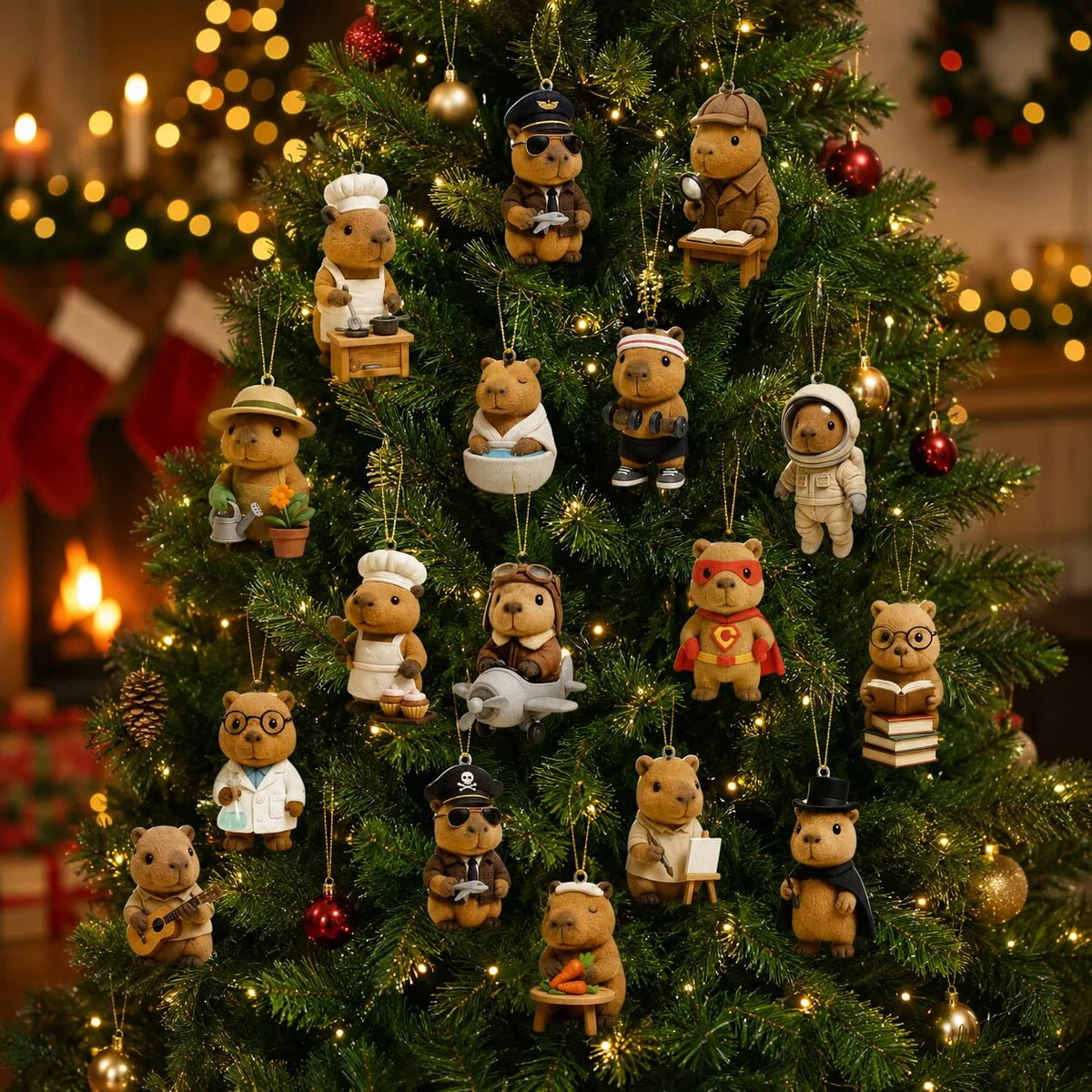Advent Calendar Capybara Ornaments 24-Day Christmas Countdown