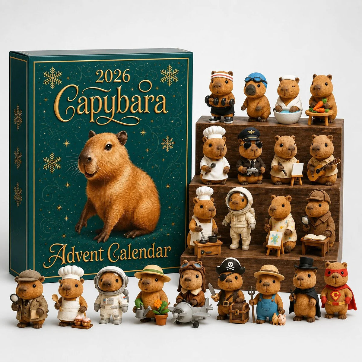 Advent Calendar Capybara Ornaments 24-Day Christmas Countdown