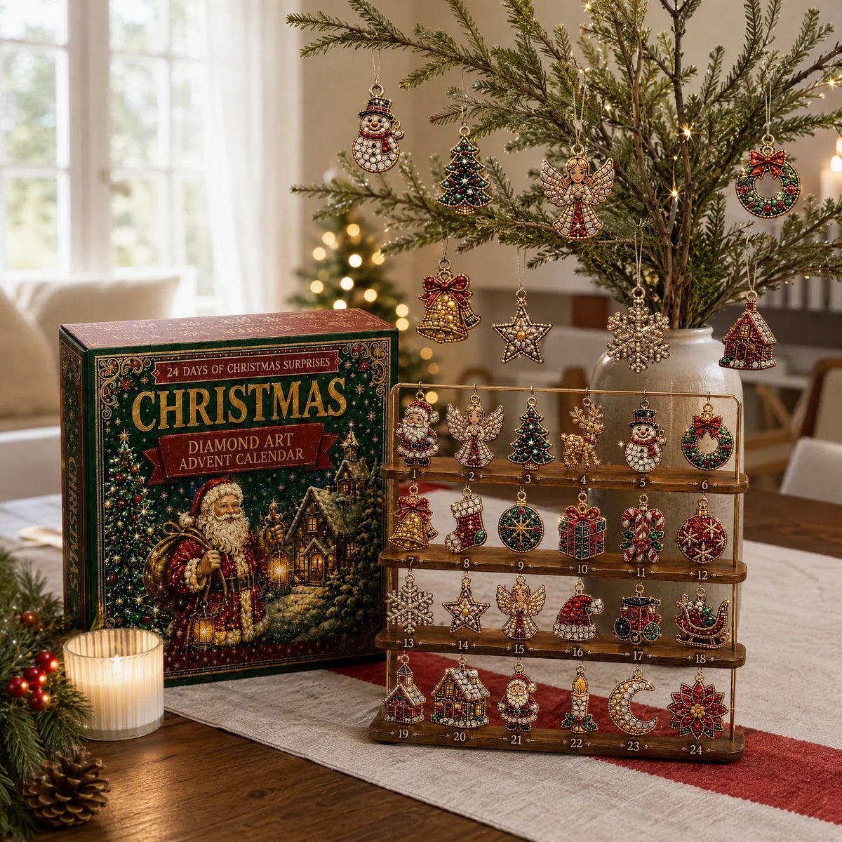 Advent Calendar Craft Kit Diamond Painting Ornaments 24 Designs