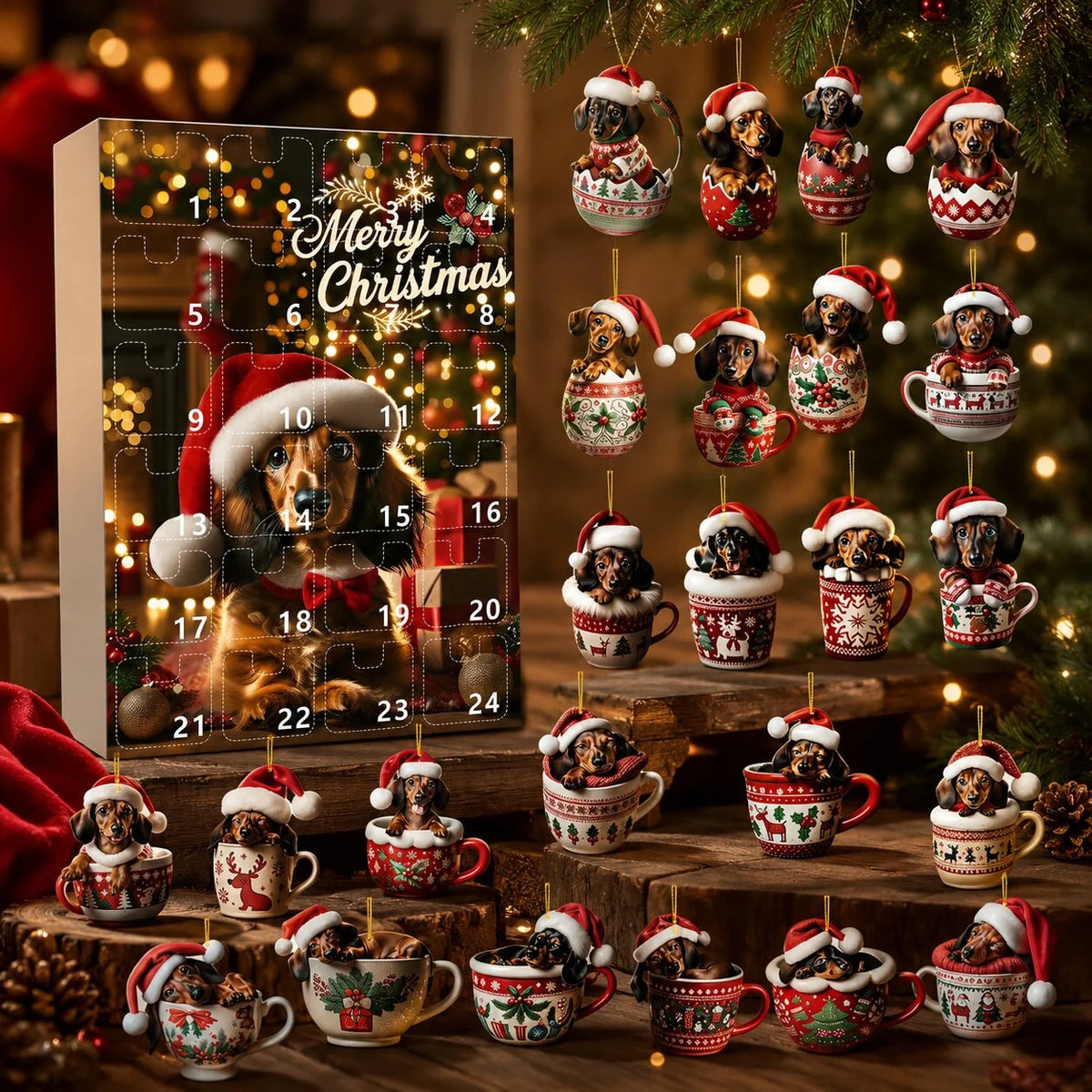 Advent Calendar Dachshund Ornaments 24 Daily Surprises
