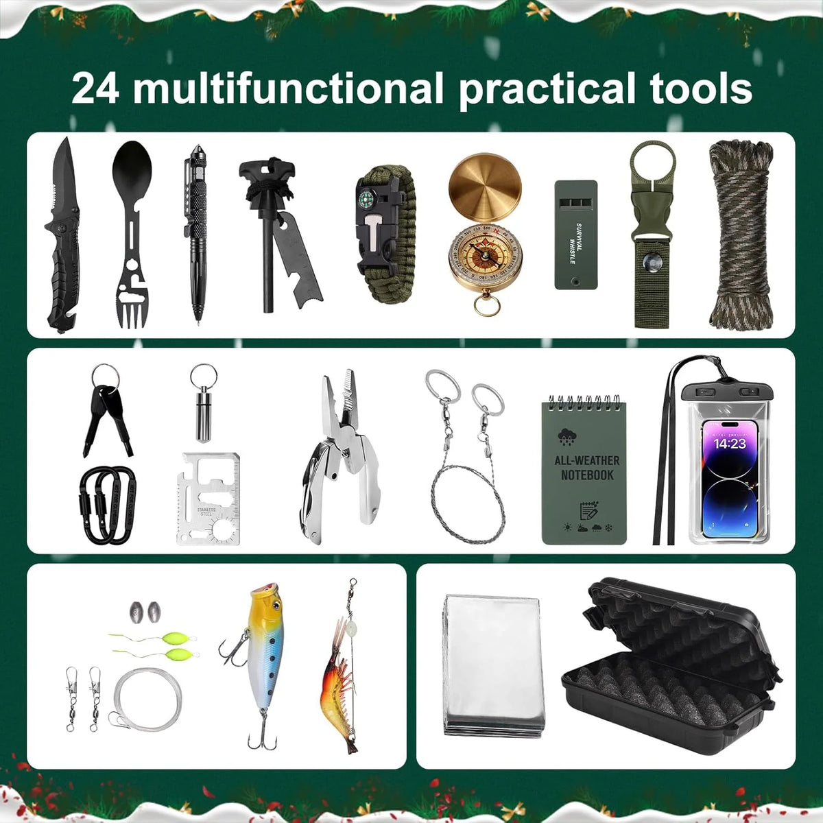 Advent Calendar Outdoor Survival Gear 24 Pieces