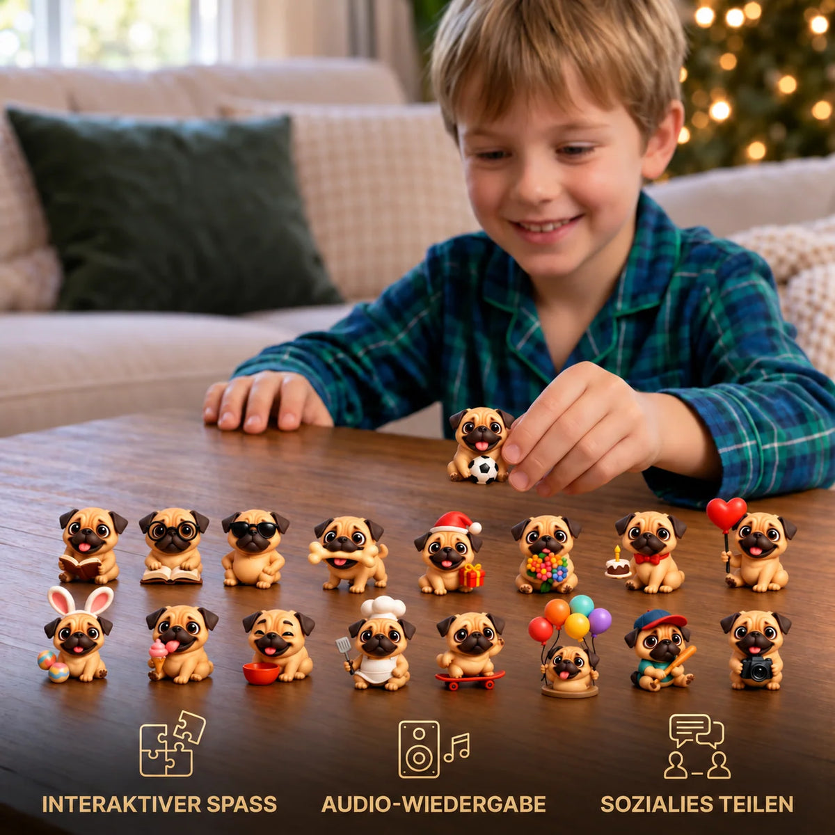 Advent Calendar Pug Figures 24-Day Countdown