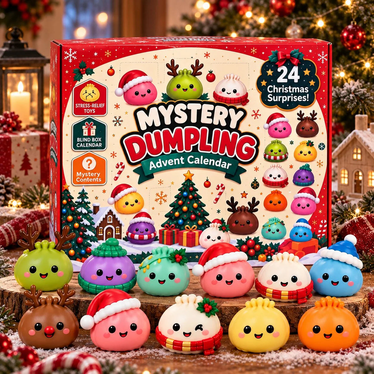 Advent Calendar Slow-Rising Squishy Figures 24-Piece Christmas Set