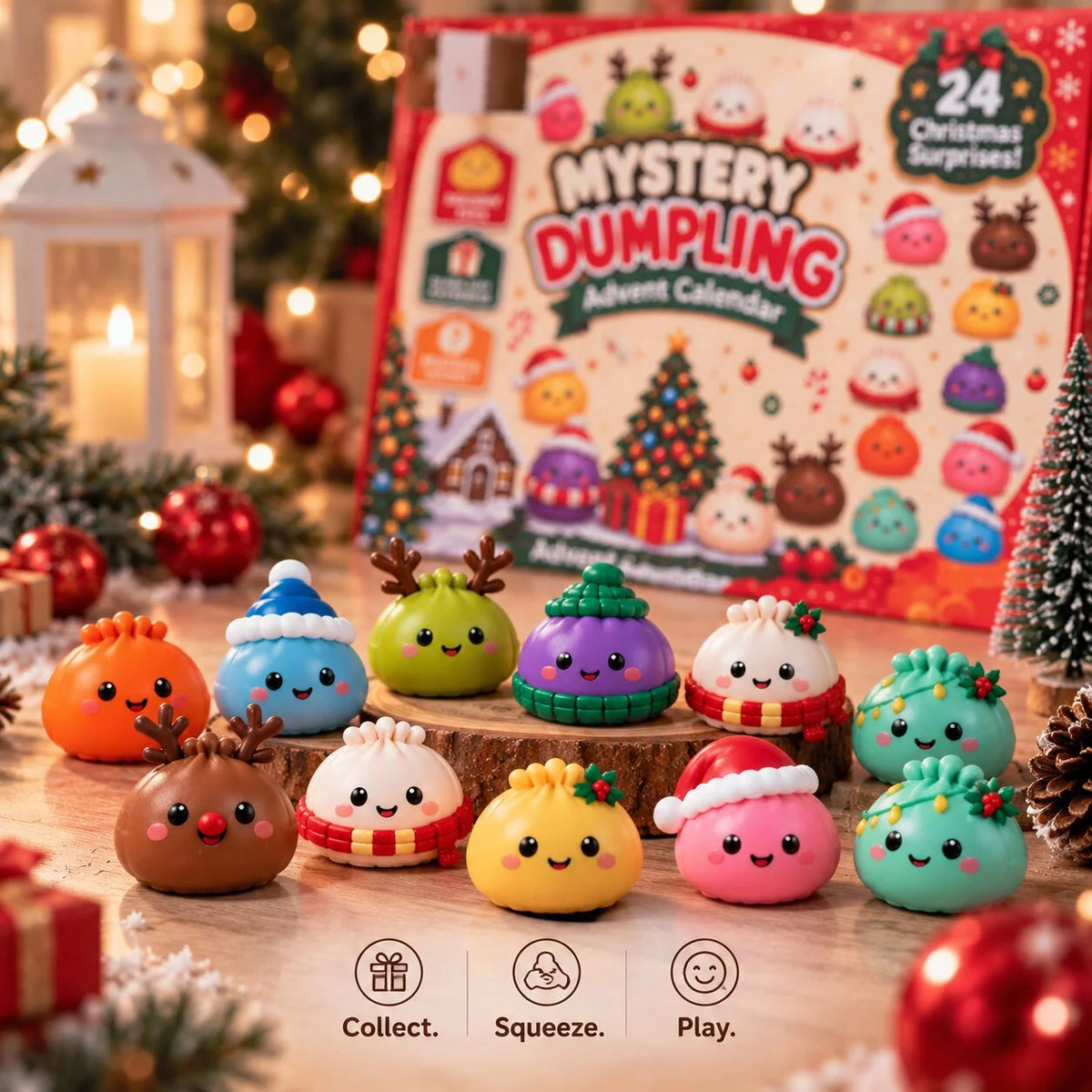 Advent Calendar Slow-Rising Squishy Figures 24-Piece Christmas Set