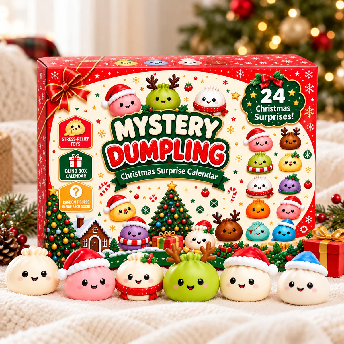 Advent Calendar Squishy Silicone Dumpling Figures 24-Day Countdown