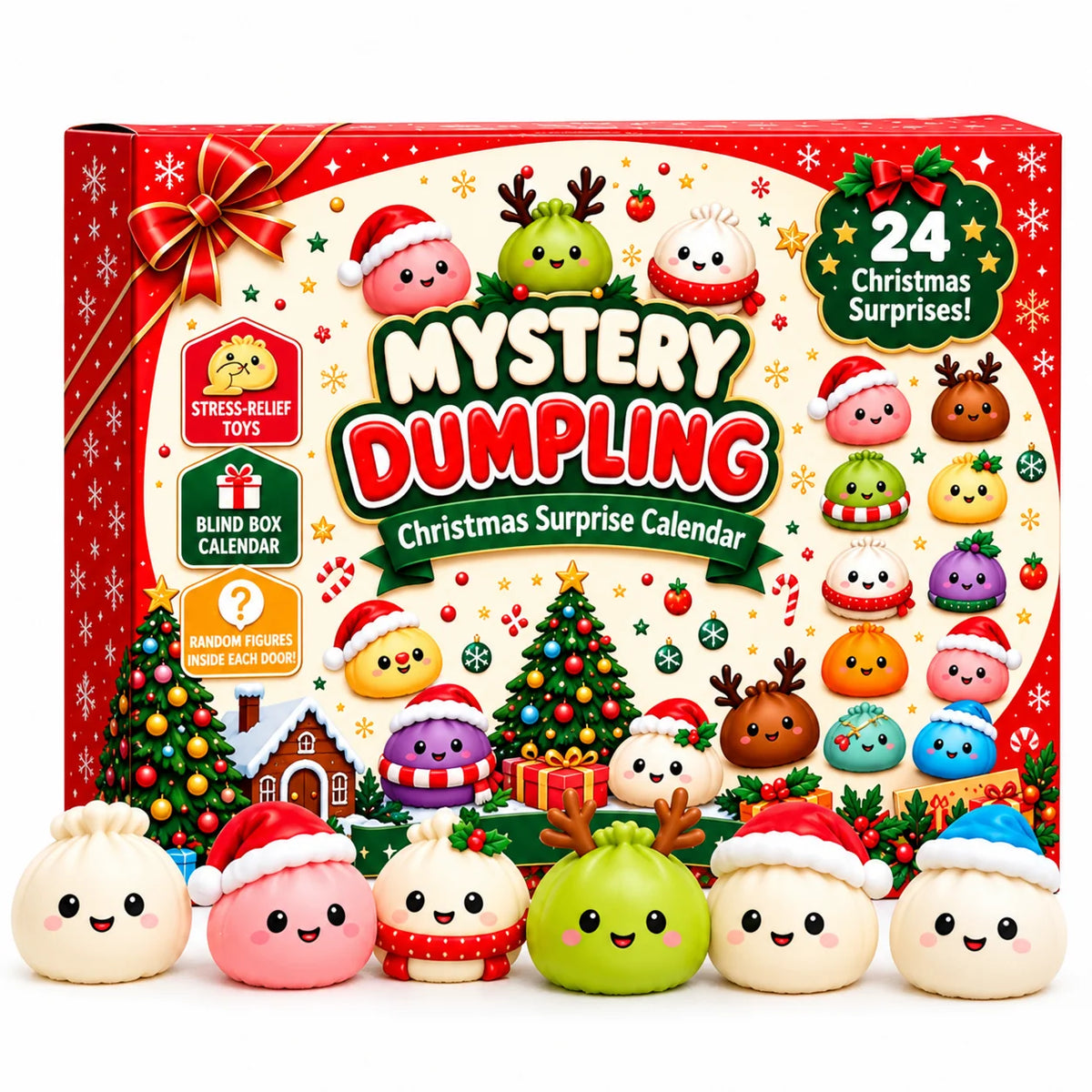 Advent Calendar Squishy Silicone Dumpling Figures 24-Day Countdown