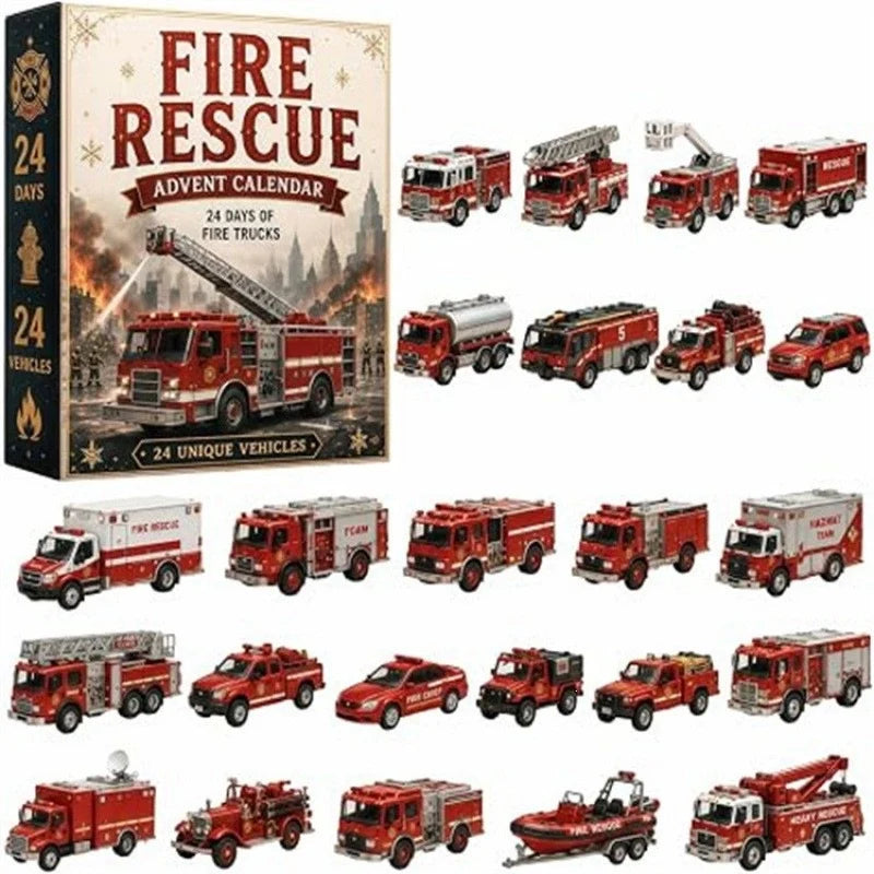 Advent Calendar Toy 24 Miniature Fire Rescue Vehicles