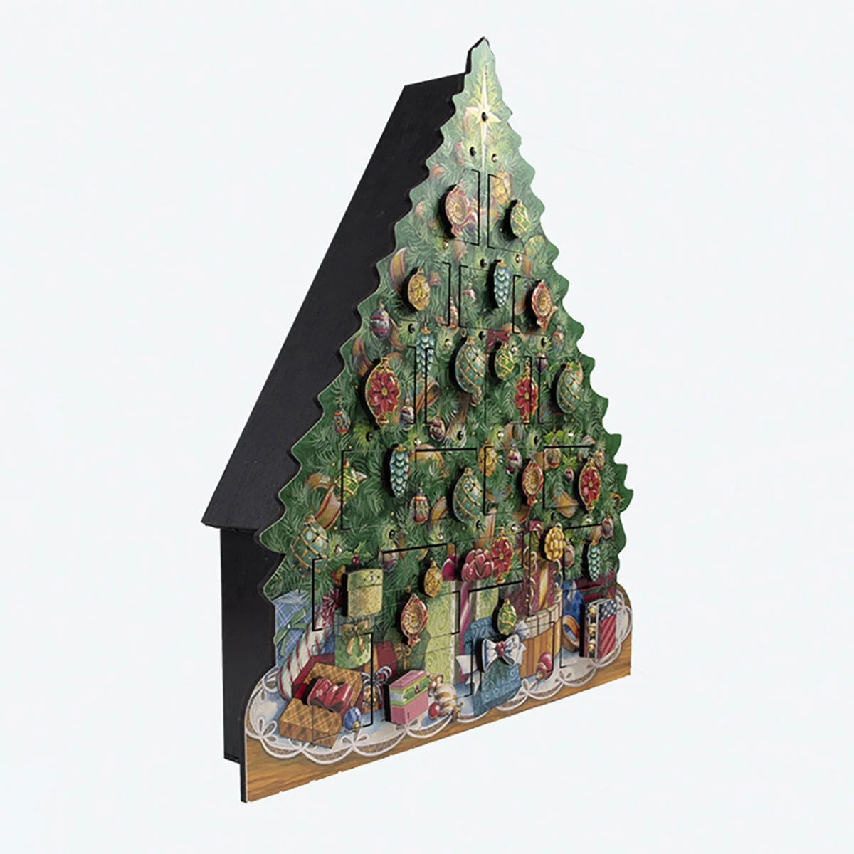 Advent Calendar Wooden With Lights & Music 24 Doors