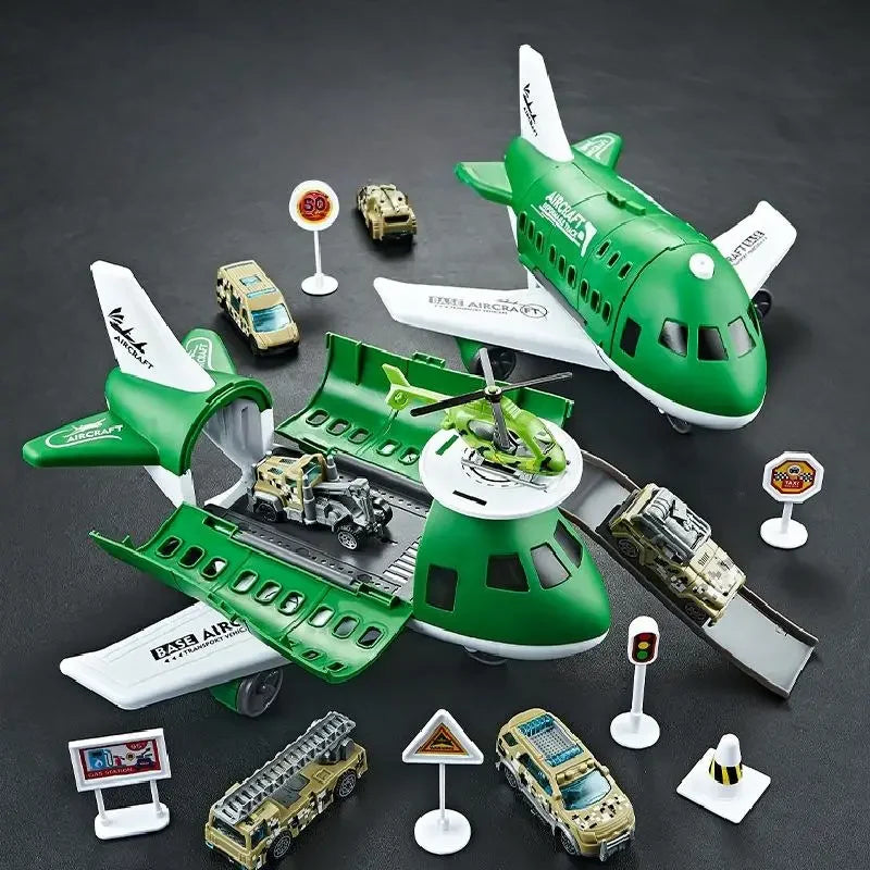 Airplane Playset Transforming Play Base Fold-Out Tracks