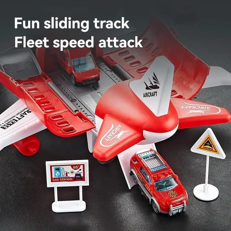 Airplane Playset Transforming Play Base Fold-Out Tracks
