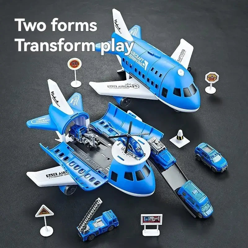 Airplane Playset Transforming Play Base Fold-Out Tracks