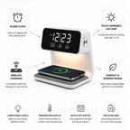 Alarm Clock 3-in-1 Wireless Charging & Touch Dimmable Lamp