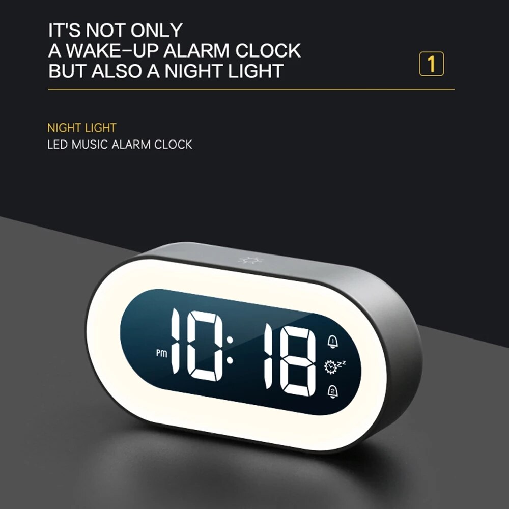 Alarm Clock 5.7-Inch LED Dimmable Night Light