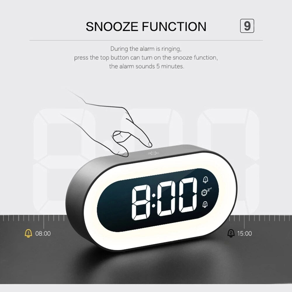 Alarm Clock 5.7-Inch LED Dimmable Night Light