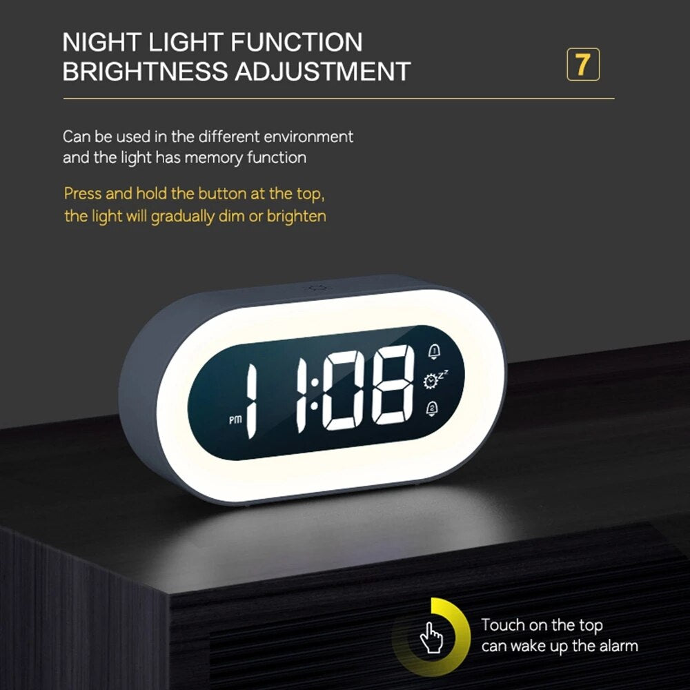 Alarm Clock 5.7-Inch LED Dimmable Night Light