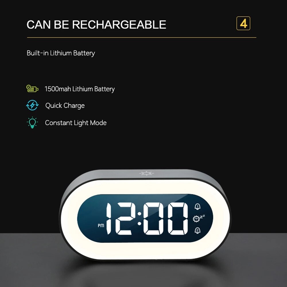 Alarm Clock 5.7-Inch LED Dimmable Night Light